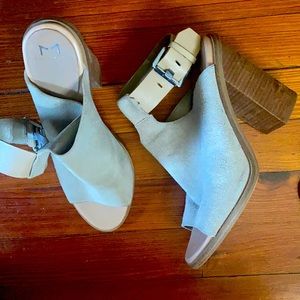 Marc Fisher gray suede bootie with buckle